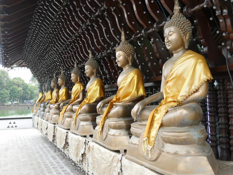 Posągi Buddy w świątyni Seema Malaka