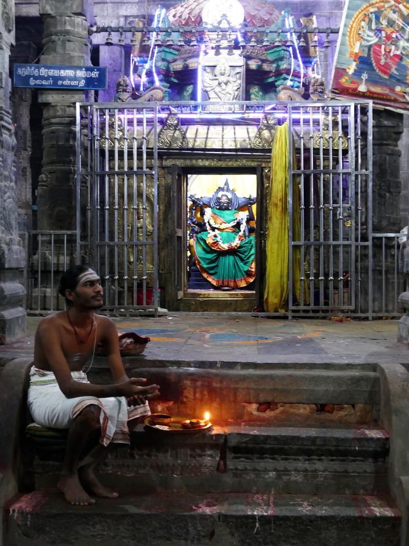 Sanktuarium.  Bogini Parwati/Kamakshi  w pozycji siedzącej